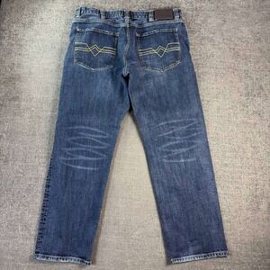 Bootlegger The Real McCoy Jeans Mens 38x30 Blue Straight Distressed Denim